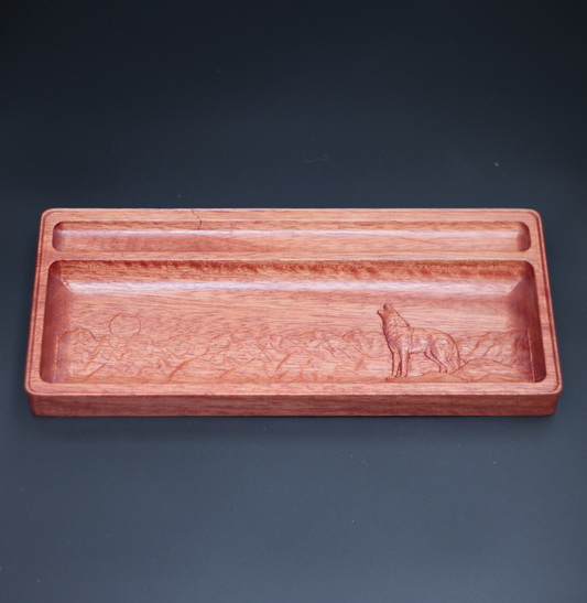 Dresser Valet Tray - Catch-All - Wolf Relief Carving